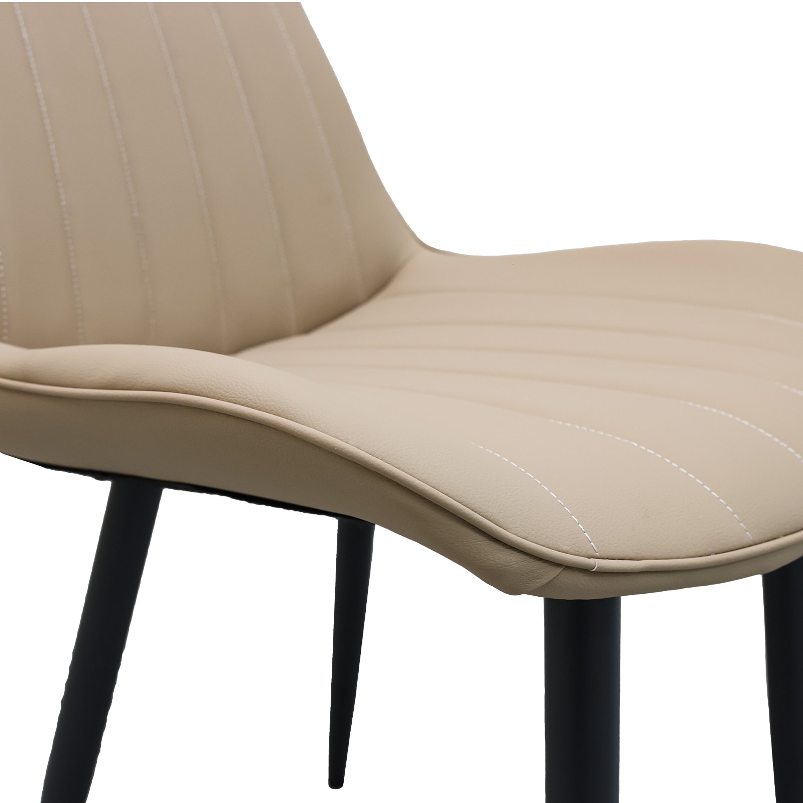 Khaki PU Leather Dining Chair With Metal Legs, Wave Pattern Upholstered Armless Chair Set Of 4 For Kitchen, Restaurant, Living, Meeting Room_voghion.com